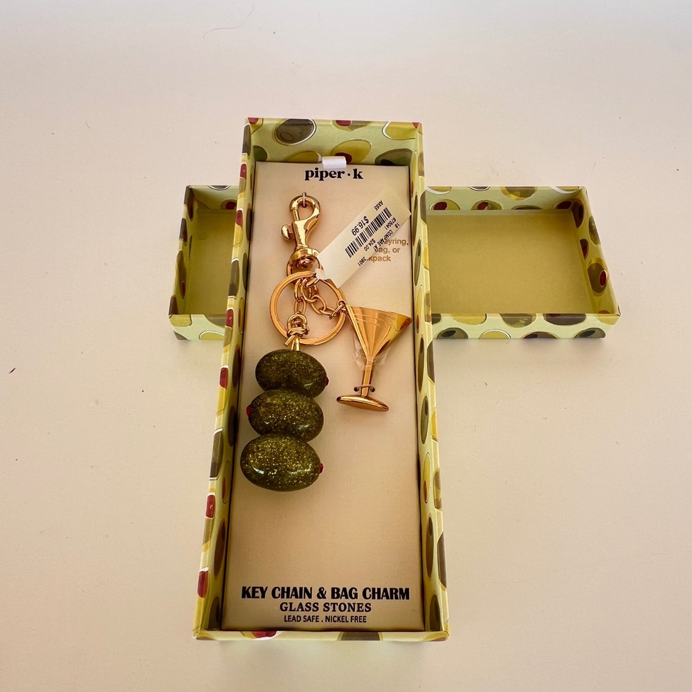 Piper K Martini Olive Bag Charm Women OS Gold Green New Glitter Glass 675041